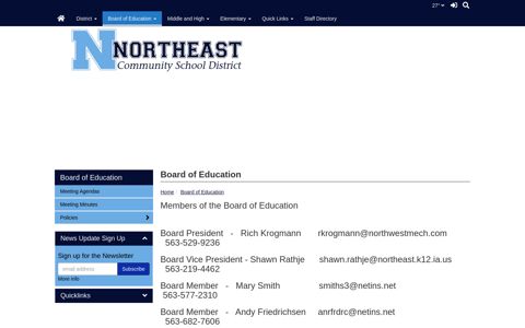 Members of the Board ... - Northeast Community School District
