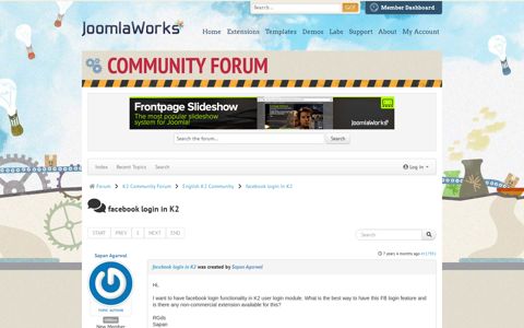 facebook login in K2 - Community Forum - JoomlaWorks