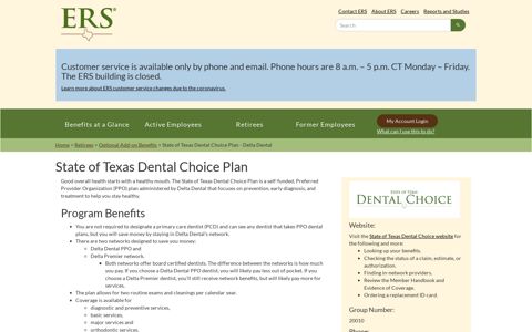 State of Texas Dental Choice Plan - Delta Dental | ERS