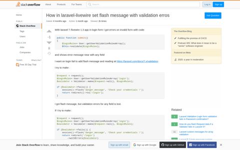 How in laravel-livewire set flash message with validation erros ...