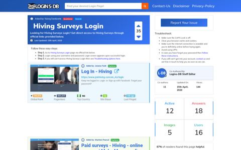 Hiving Surveys Login - Logins-DB