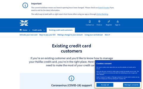 Existing credit card customers - Halifax