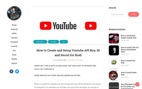 How to Create and Setup Youtube API Key, ID and Secret for ...