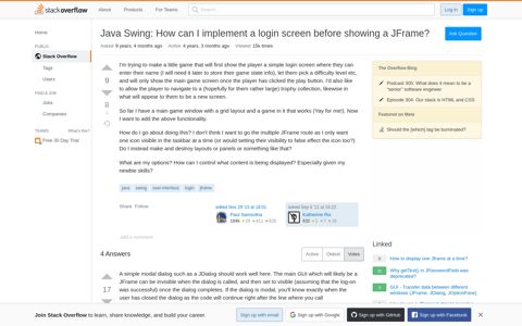 Java Swing: How can I implement a login screen before ...