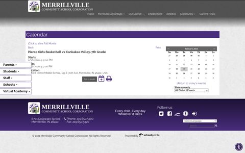 Calendar WeekView - Merrillville Community School Corporation