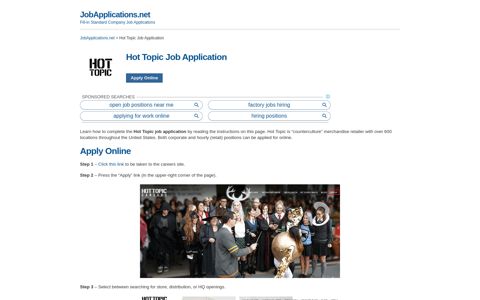 Hot Topic Job Application - Apply Online