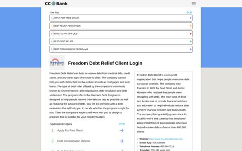 Freedom Debt Relief Client Login - CC Bank