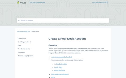 Create a Pear Deck Account - Pear Deck Knowledge Base