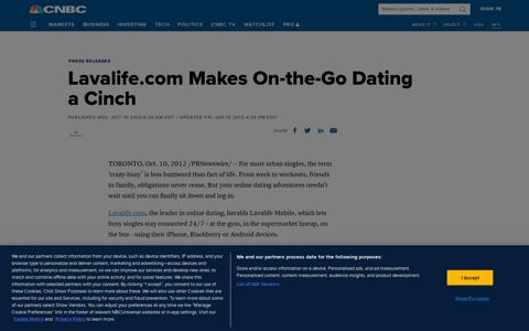 Lavalife.com Makes On-the-Go Dating a Cinch - CNBC.com
