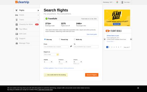 Flight bookings, Cheap flights, Lowest Air tickets @Cleartrip