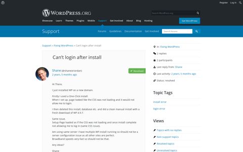 Can't login after install | WordPress.org