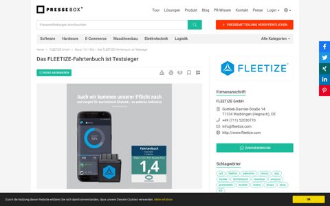 Das FLEETIZE-Fahrtenbuch ist Testsieger, FLEETIZE GmbH ...