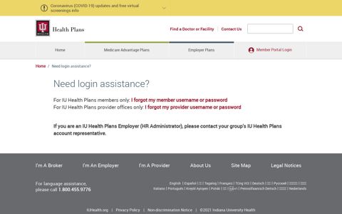 Need login assistance? | IU Health Plans