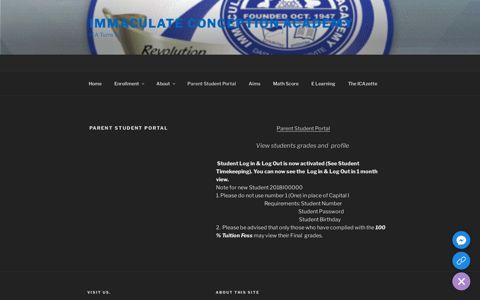 Parent Student Portal – Immaculate Conception Academy