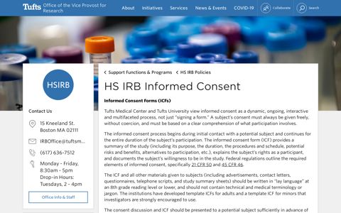 HS IRB Informed Consent | Tufts Office of the Vice Provost for ...