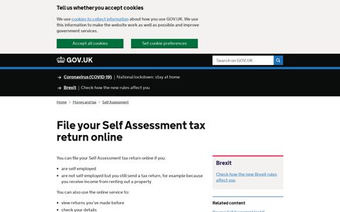 Register for and file your Self Assessment tax return - Gov.uk