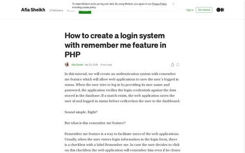 How to create a login system with remember me feature in PHP