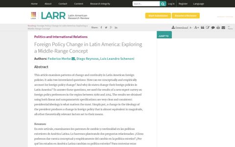Foreign Policy Change in Latin America: Exploring a Middle ...