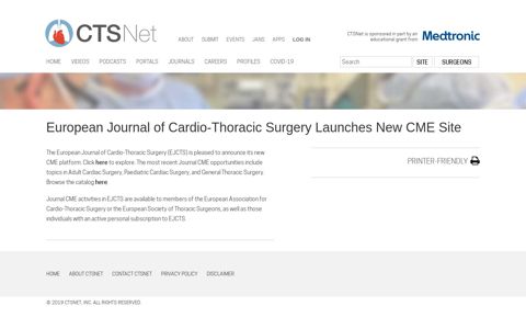 European Journal of Cardio-Thoracic Surgery Launches New ...