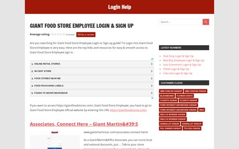 Giant Food Store Employee Login & sign in guide, easy ...