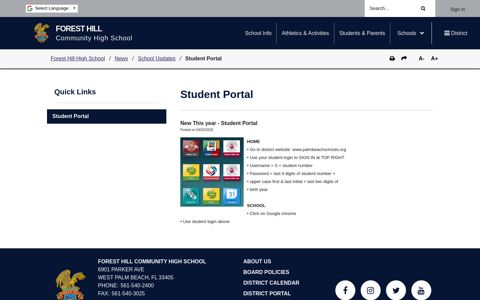 Student Portal - Forest Hill High School