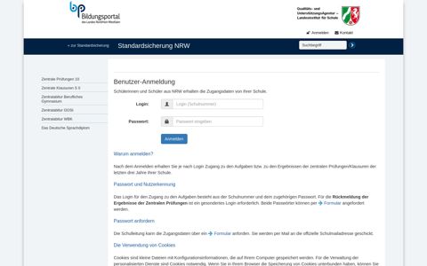 Benutzer-Anmeldung - Standardsicherung NRW