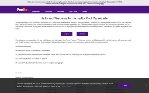 Hello and Welcome to the FedEx Pilot Career site!