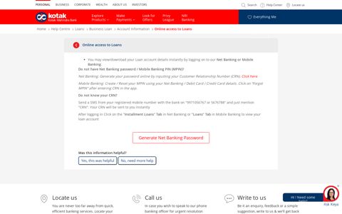 Online access to Loans - Kotak Mahindra Bank