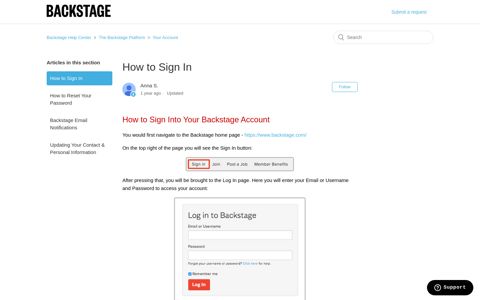 How to Sign In – Backstage Help Center