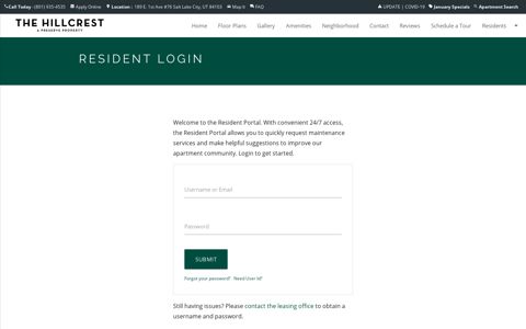 resident login - The Hillcrest Apartments