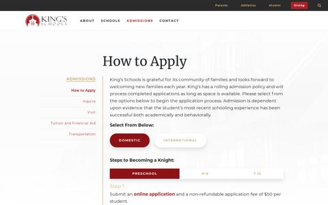 How to Apply - King's Schools