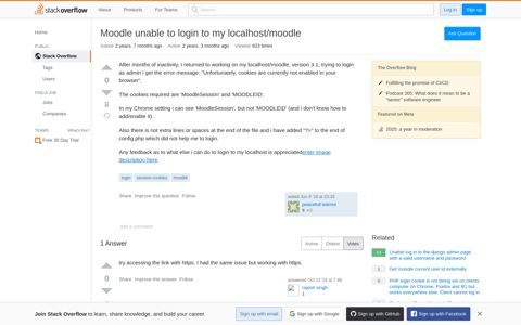 Moodle unable to login to my localhost/moodle - Stack Overflow