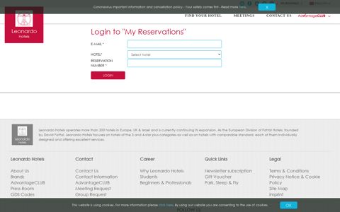 Login to "My Reservations" - Leonardo Hotels