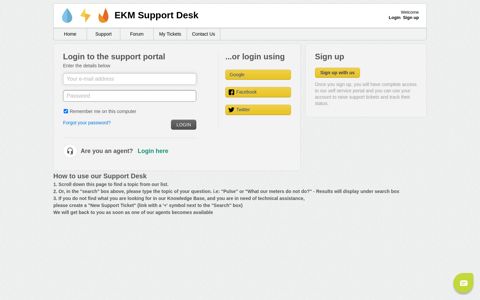 Sign into : EKM Support Desk