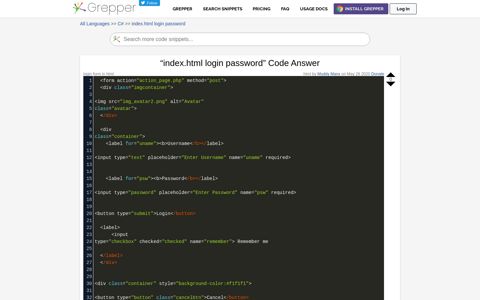 index.html login password Code Example - code grepper