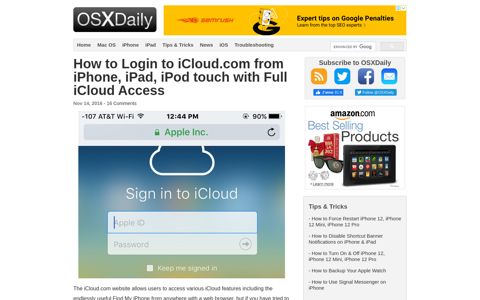 How to Login to iCloud.com from iPhone, iPad, iPod touch ...