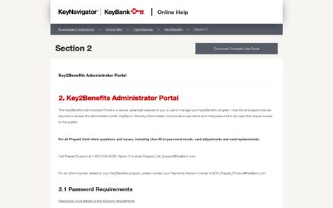 Key2Benefits Administrator - Section 2 - KeyBank