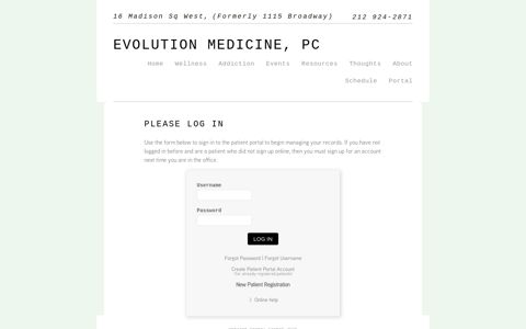 Welcome to Evolution Medicine PC's Patient Portal