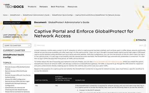 Captive Portal and Enforce GlobalProtect for Network Access