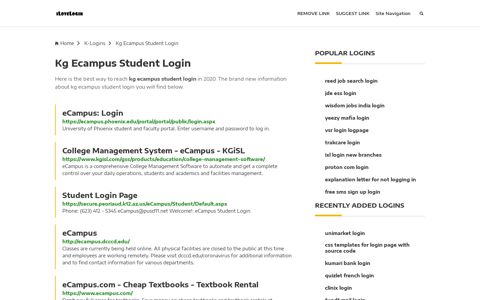 Kg Ecampus Student Login ❤️ One Click Access