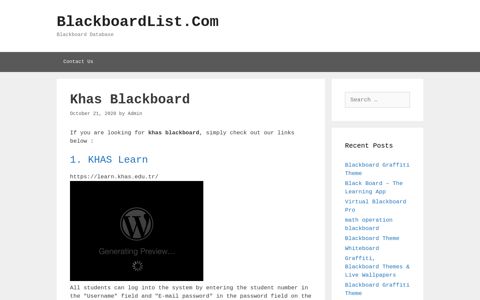 Khas Blackboard - BlackboardList.Com