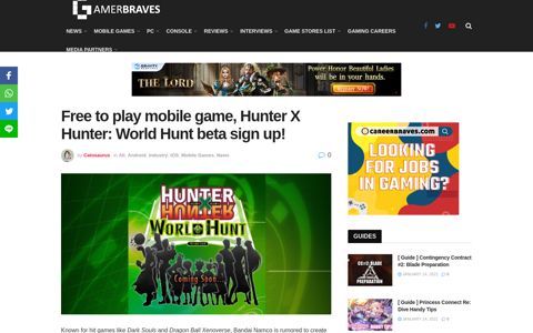 Free to play mobile game, Hunter X Hunter: World Hunt beta ...