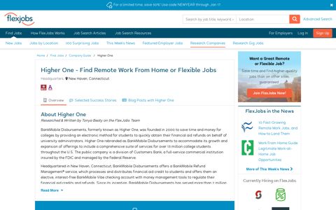 Higher One - Remote Work From Home & Flexible Jobs ...