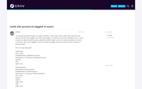 Limit site access to logged in users - Grav Community Forum