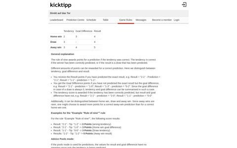 Direkt auf das Tor Predictor game - | kicktipp