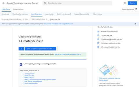 1. Create your site - Google Workspace Learning Center