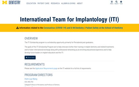 International Team for Implantology (ITI) | University of ...