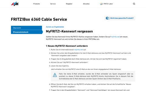 MyFRITZ!-Kennwort vergessen | FRITZ!Box 6360 Cable | AVM ...