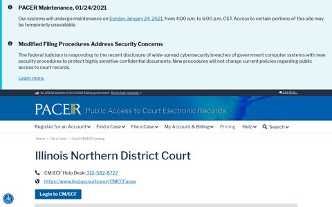 Illinois Northern District Court | PACER: Federal Court Records