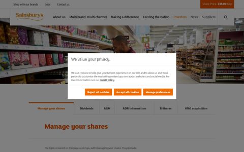 Manage your shares – Sainsbury's